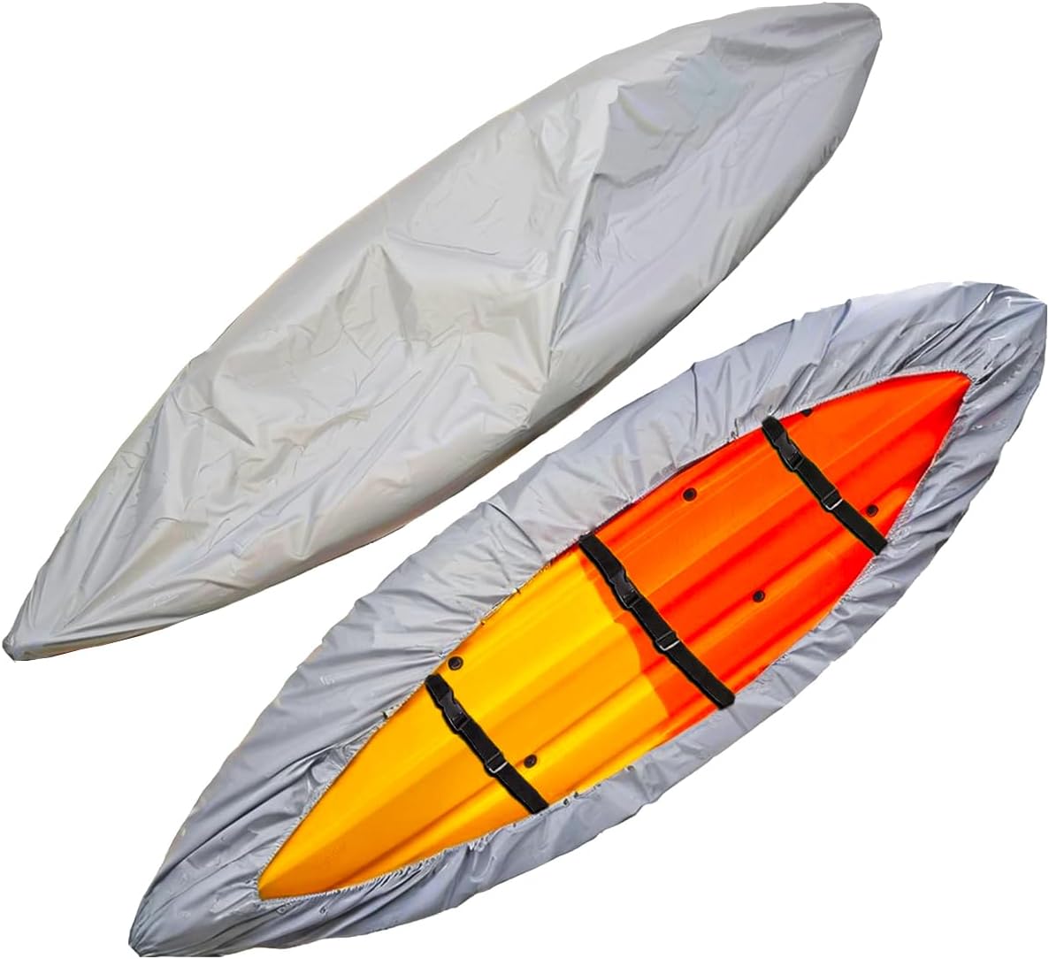 Kayak Cover, 420D Waterproof Dustproof UV Protection, Fit 10-15 FT Kayak, Canoe, Fishing Boat, Grey