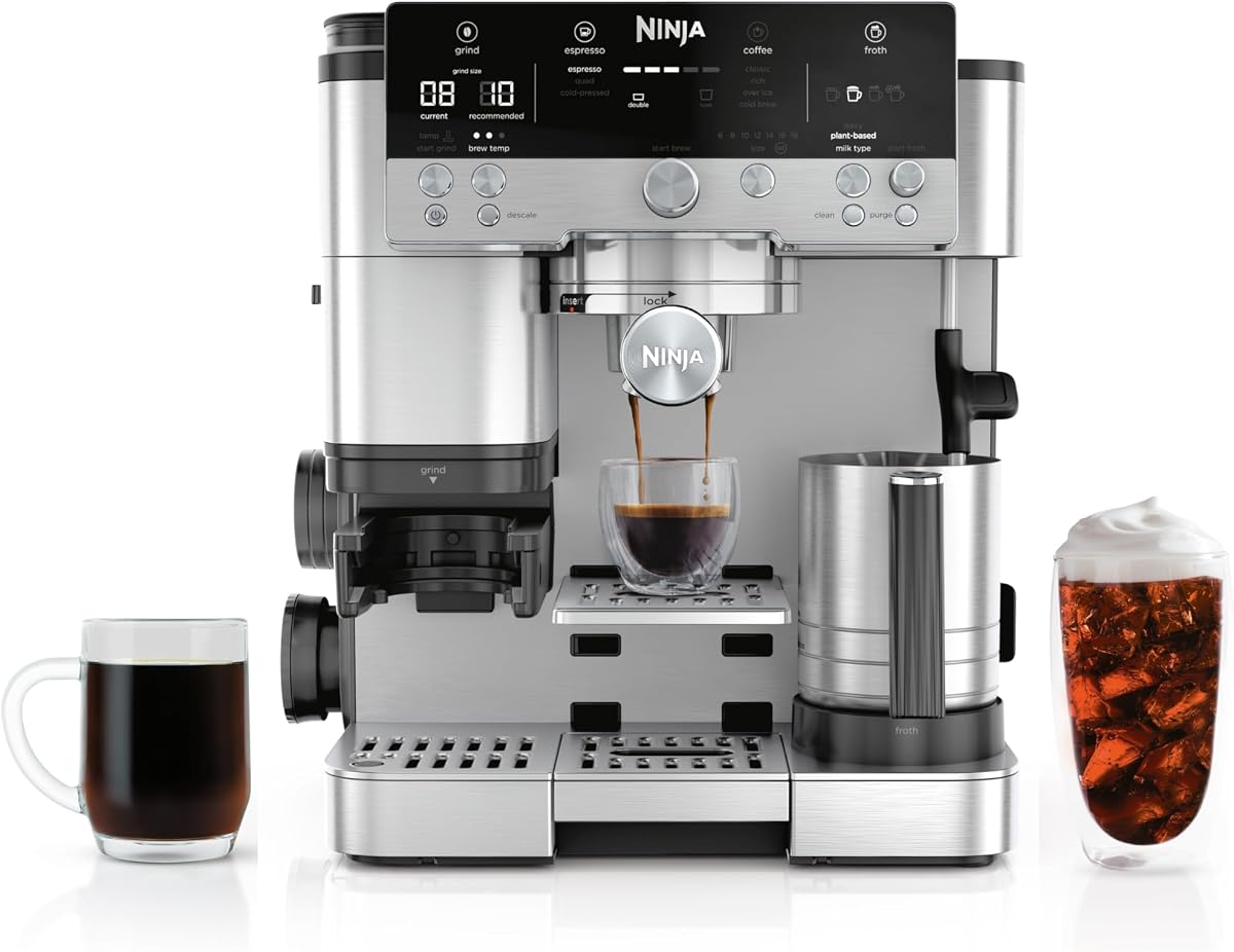Ninja Luxe Café Premier espresso machine in stainless steel